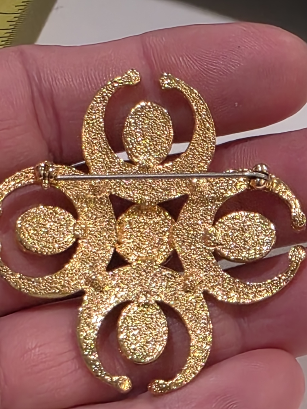 Vintage Gold-Tone Maltese Cross Brooch with Faux Pearl Accents - Picture 5 of 5